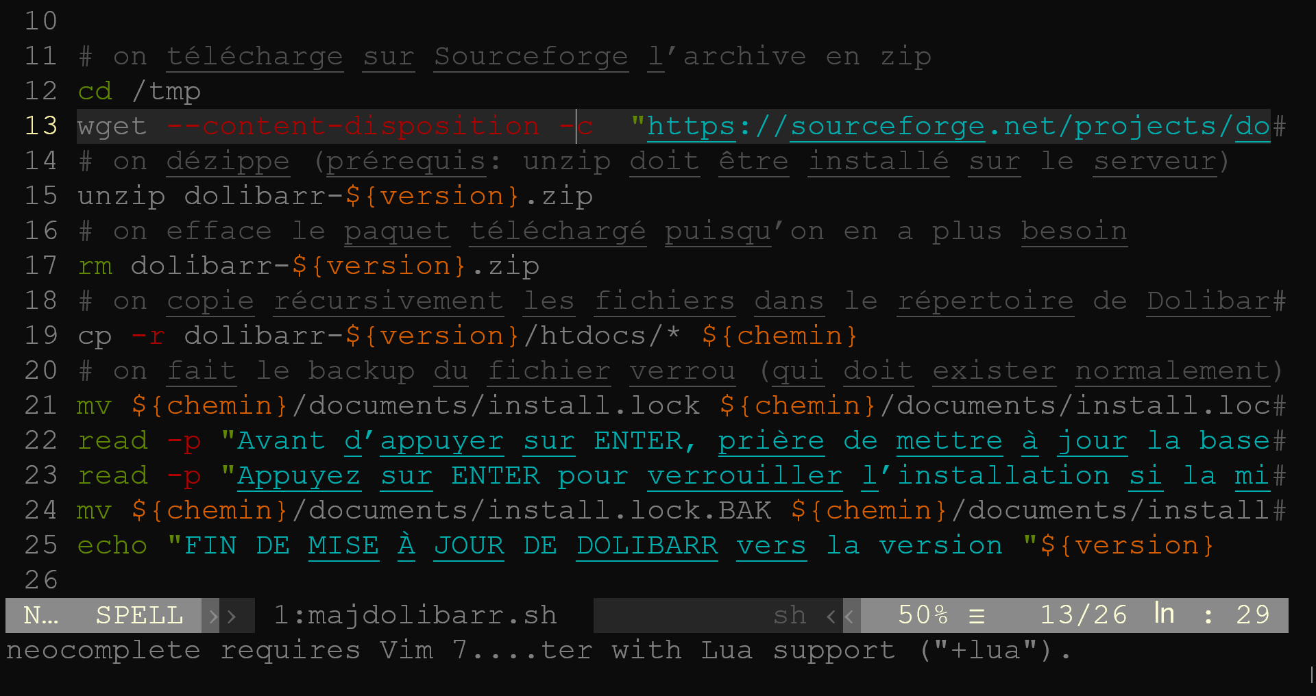 Création d’un script pour mettre à jour Dolibarr