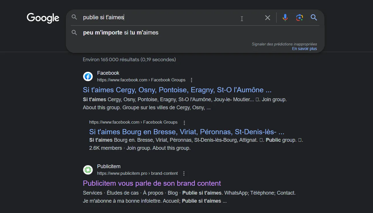 Publie si t'aimes : humour et indexation Google