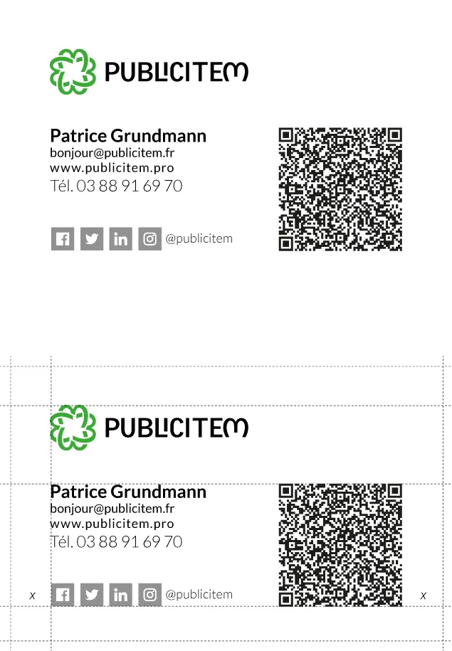 Étude de cas pour la création d’une carte de visite avec QRcode (verso)