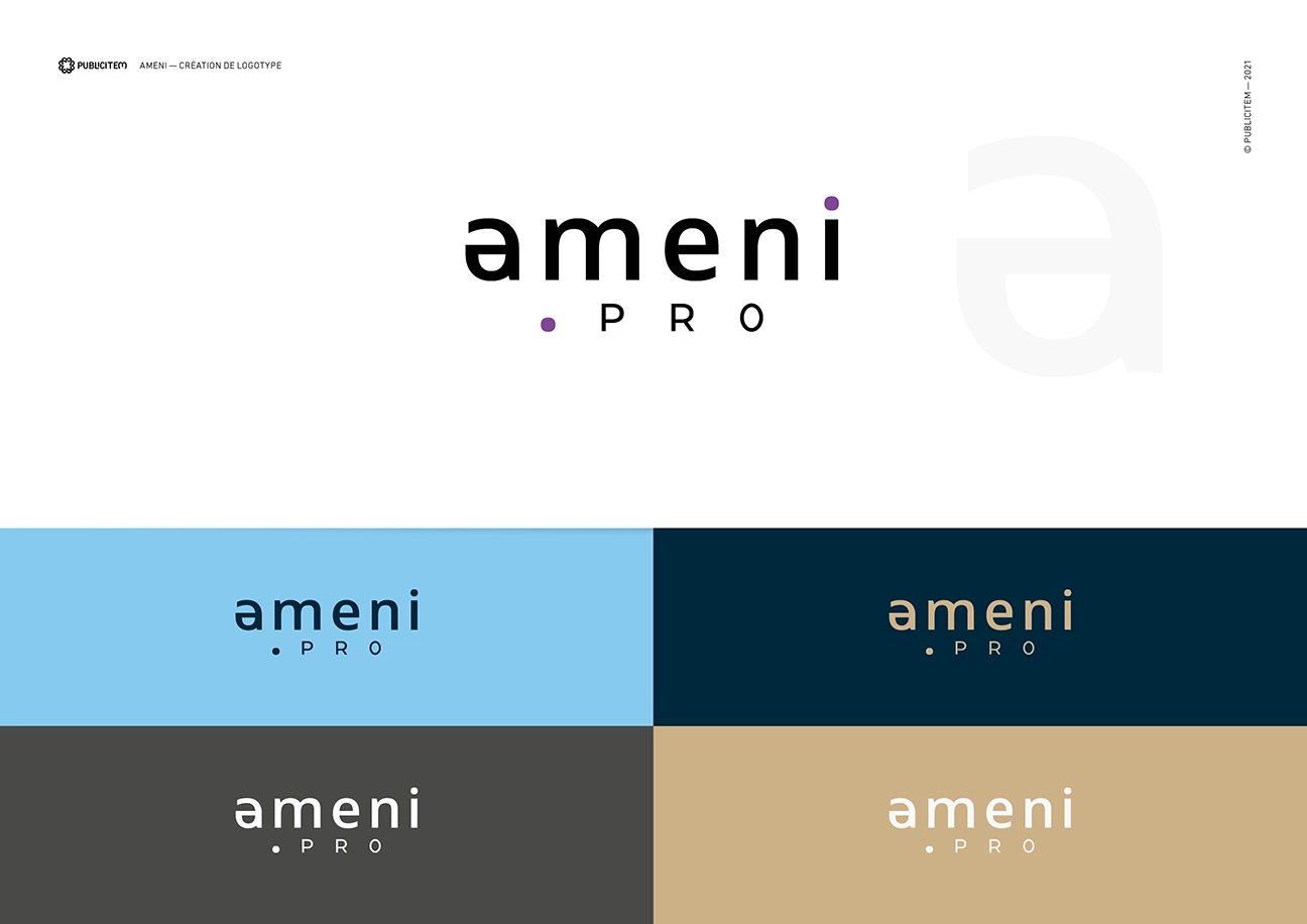 Logotype numéro un apposé sur des fonds colorés