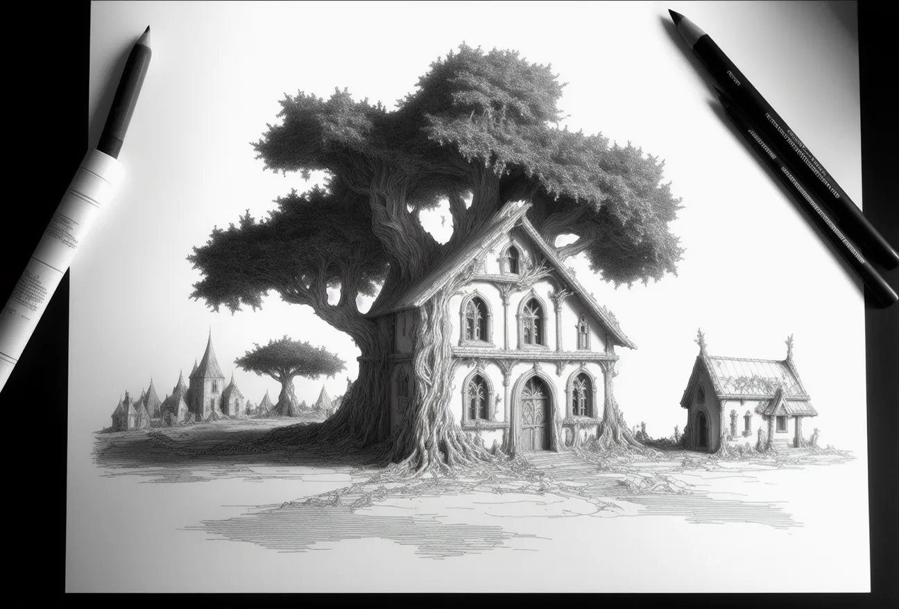 Dessin arbre-maison