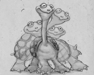 Illustration tortue curieuse